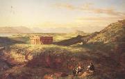 Thomas Cole The Temple of Segesta with the Artist Sketching (mk13) USA oil painting artist